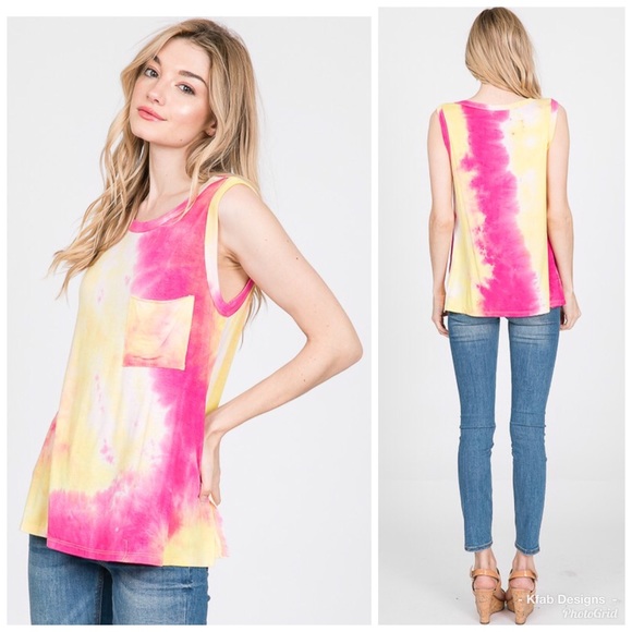 🛍AVAILABLE!! Tie Dye Pocket Sleeveless Top! - Picture 3 of 5